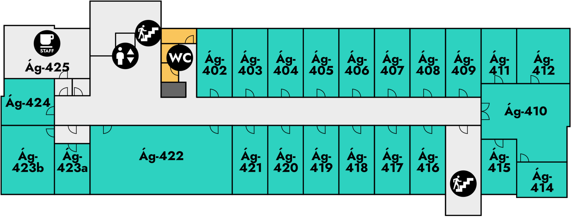 Yfirlitsmynd af Árnagarði: 4. hæð