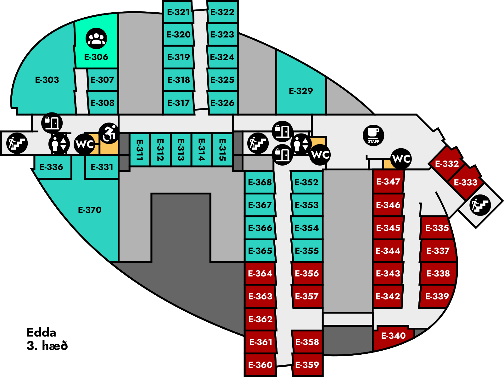 Yfirlitsmynd af Eddu: 3. hæð