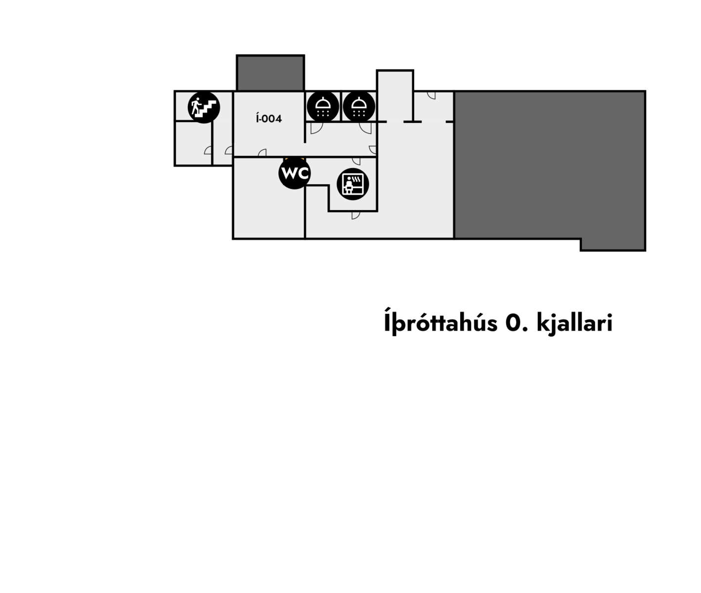 Yfirlitsmynd af Íþróttahúsi: Kjallari