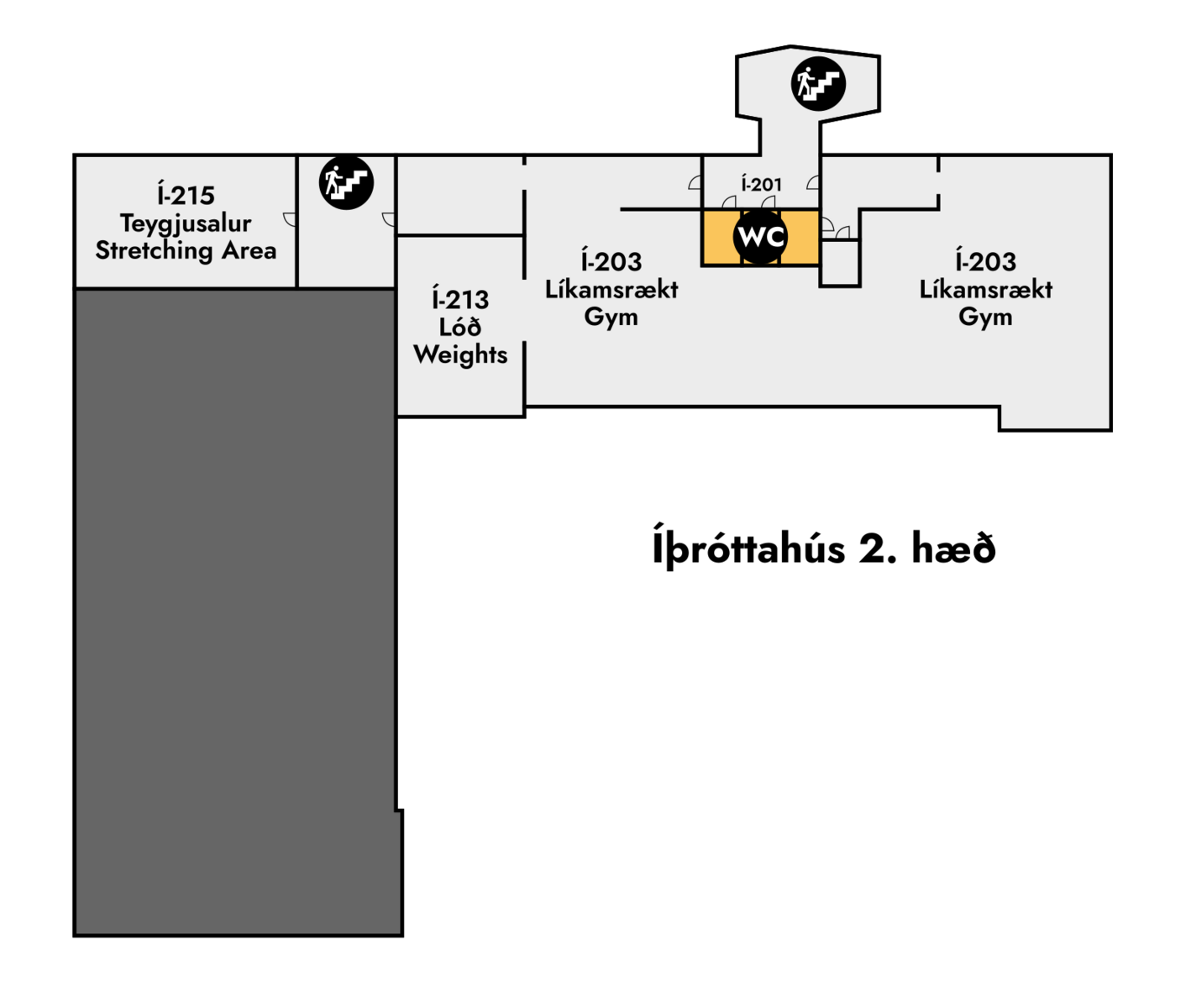 Yfirlitsmynd af Íþróttahúsi: 2. hæð