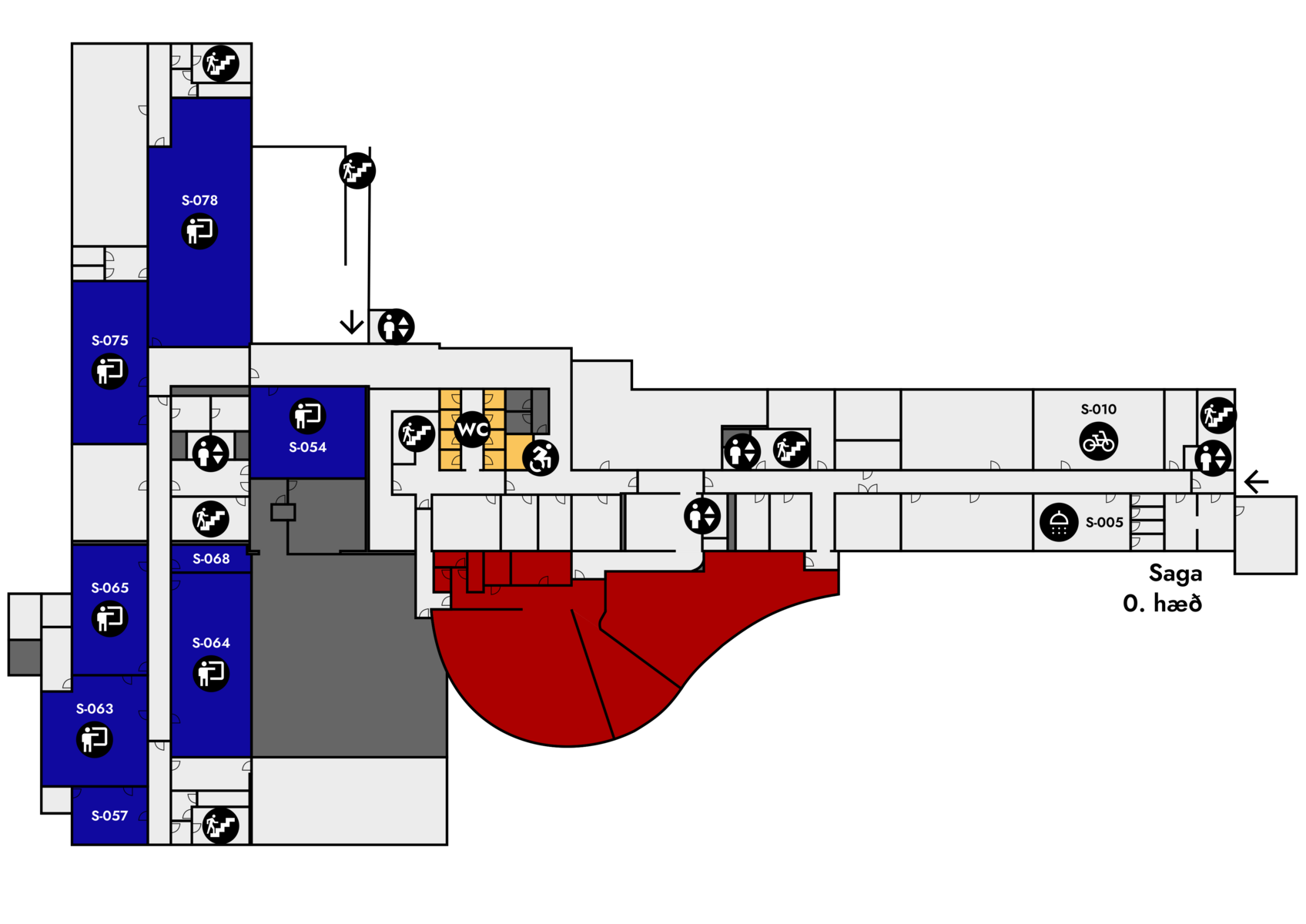 Yfirlitsmynd af Sögu: 0. hæð allt