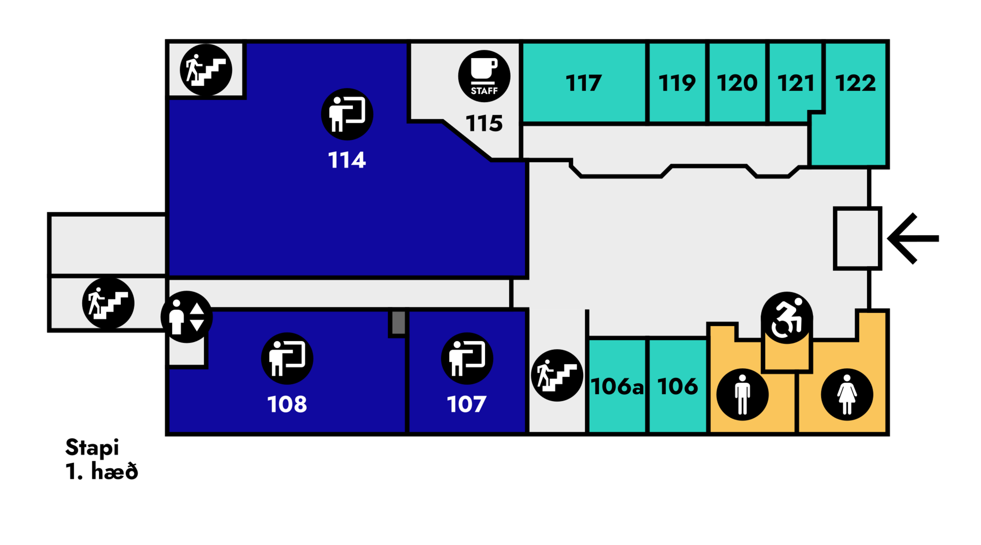 Yfirlitsmynd af Stapa: 1. hæð