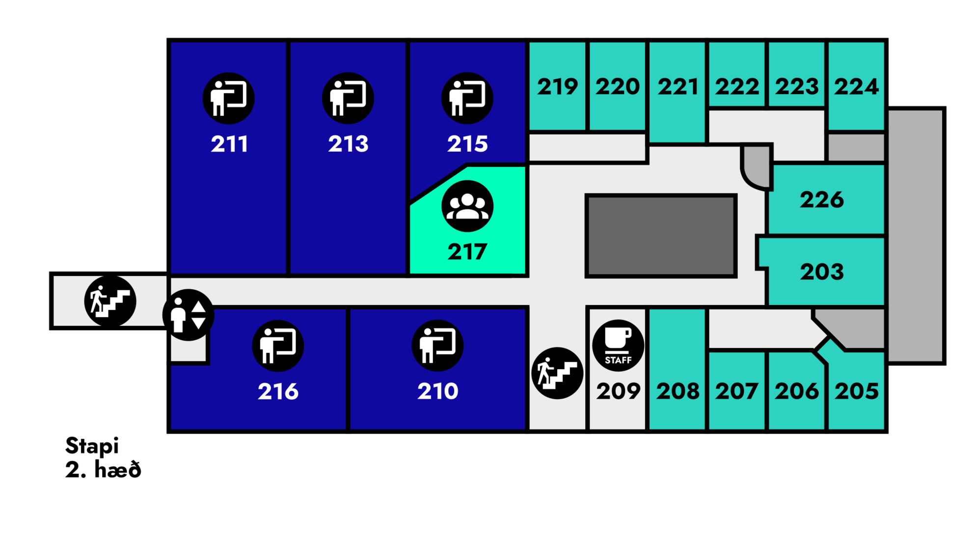 Yfirlitsmynd af Stapa: 2. hæð