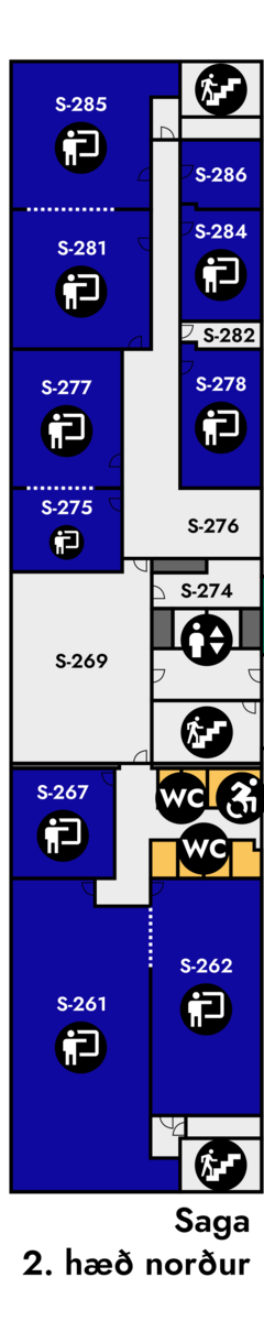 Yfirlitsmynd af Sögu: 2. hæð norður