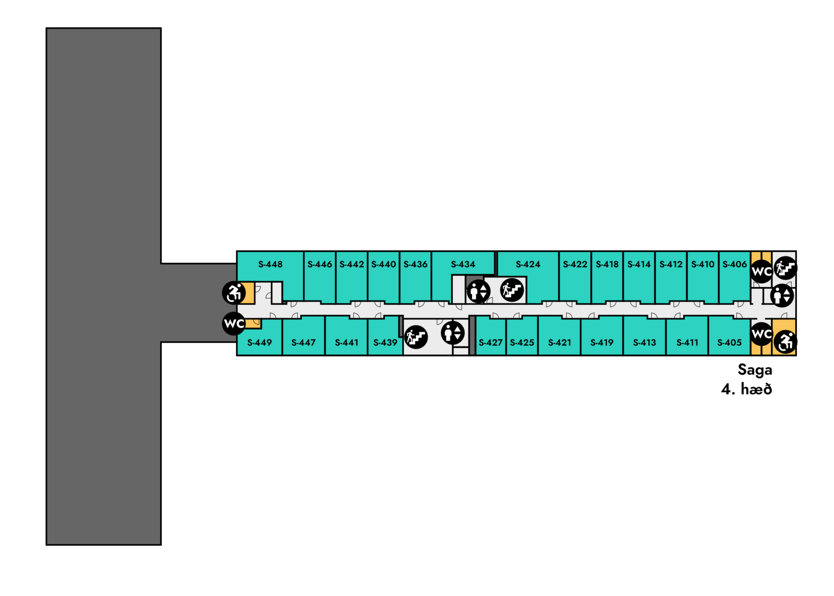 Yfirlitsmynd af Sögu: 4. hæð allt