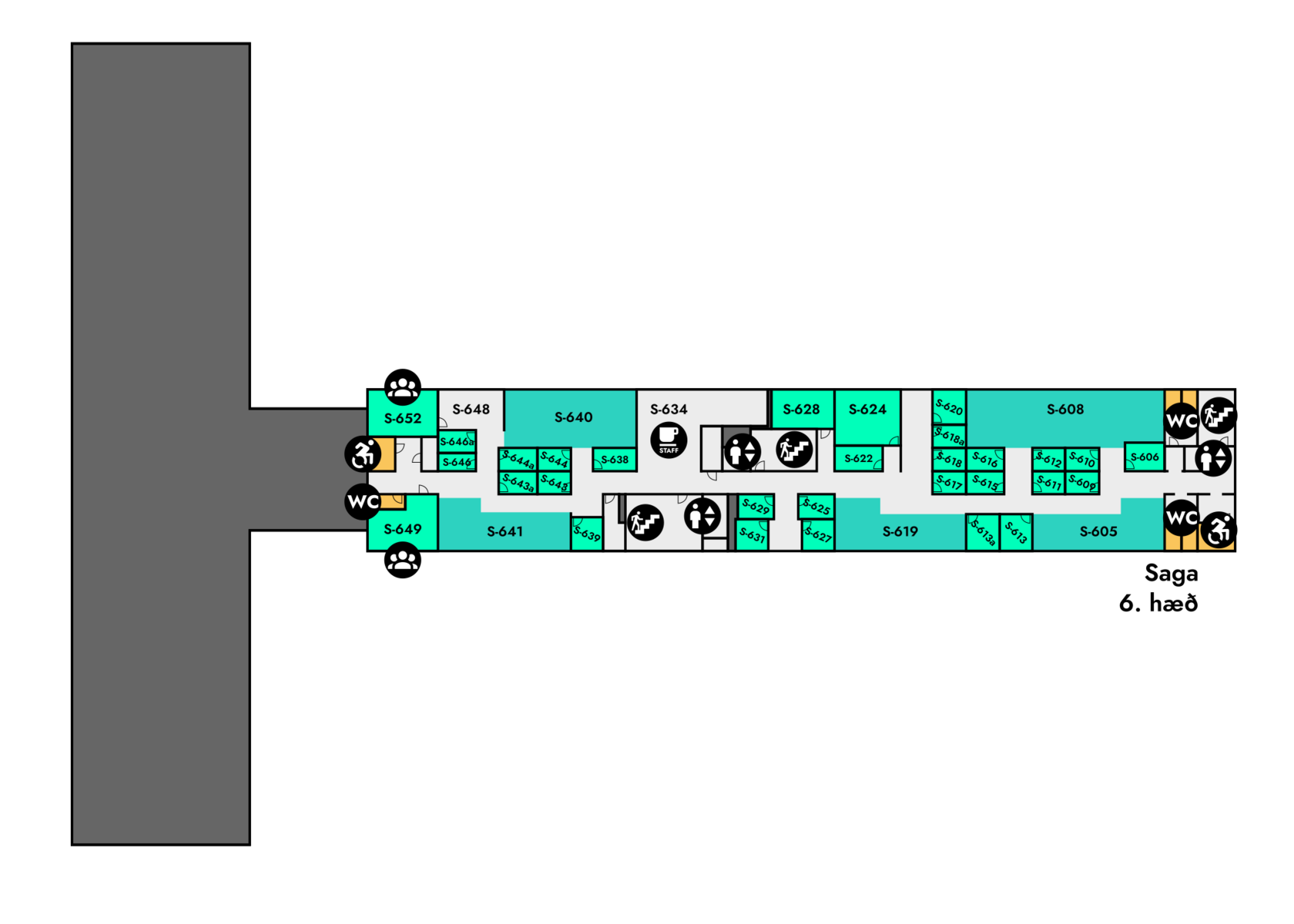 Yfirlitsmynd af Sögu: 6. hæð allt