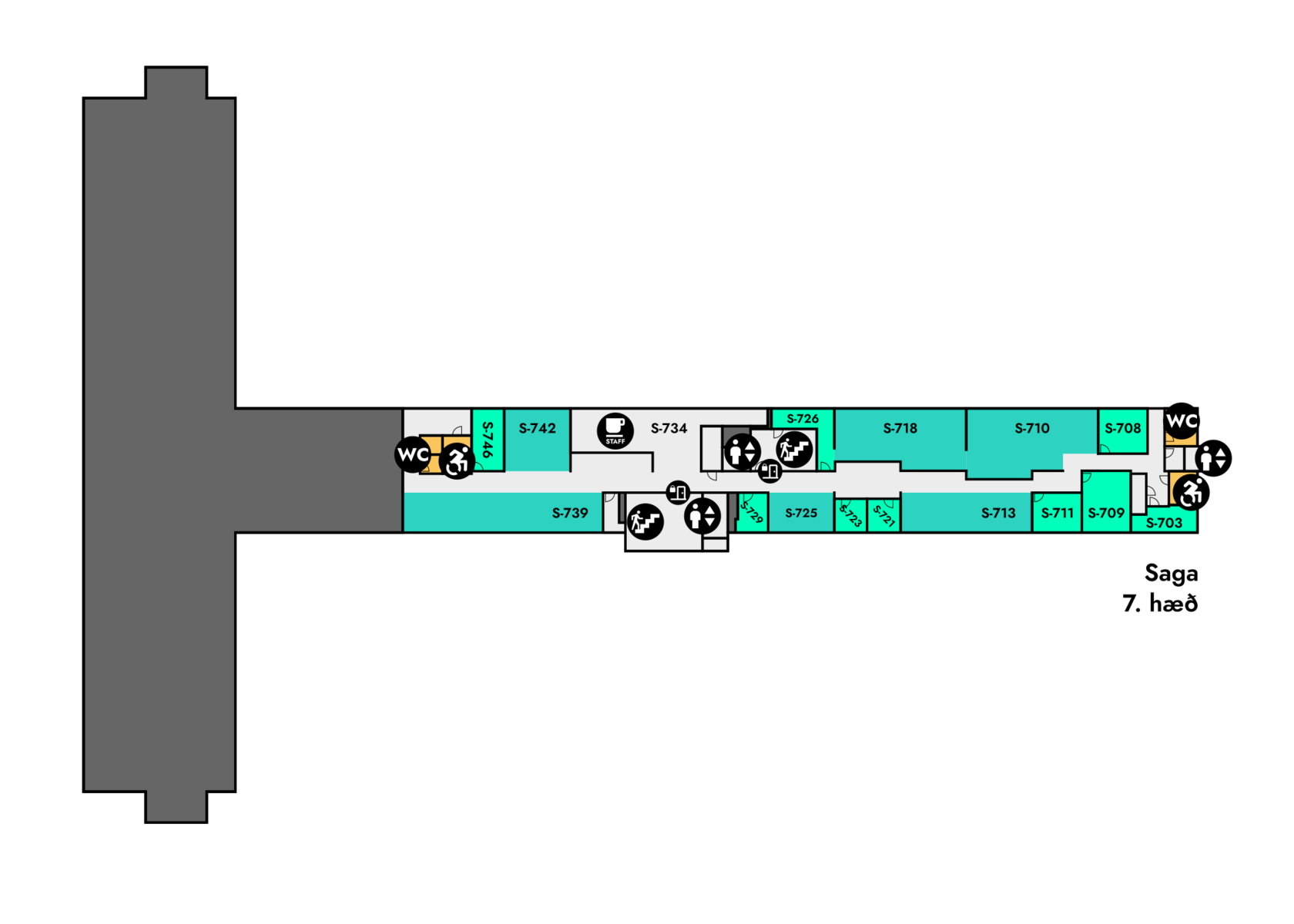 Yfirlitsmynd af Sögu: 7. hæð allt