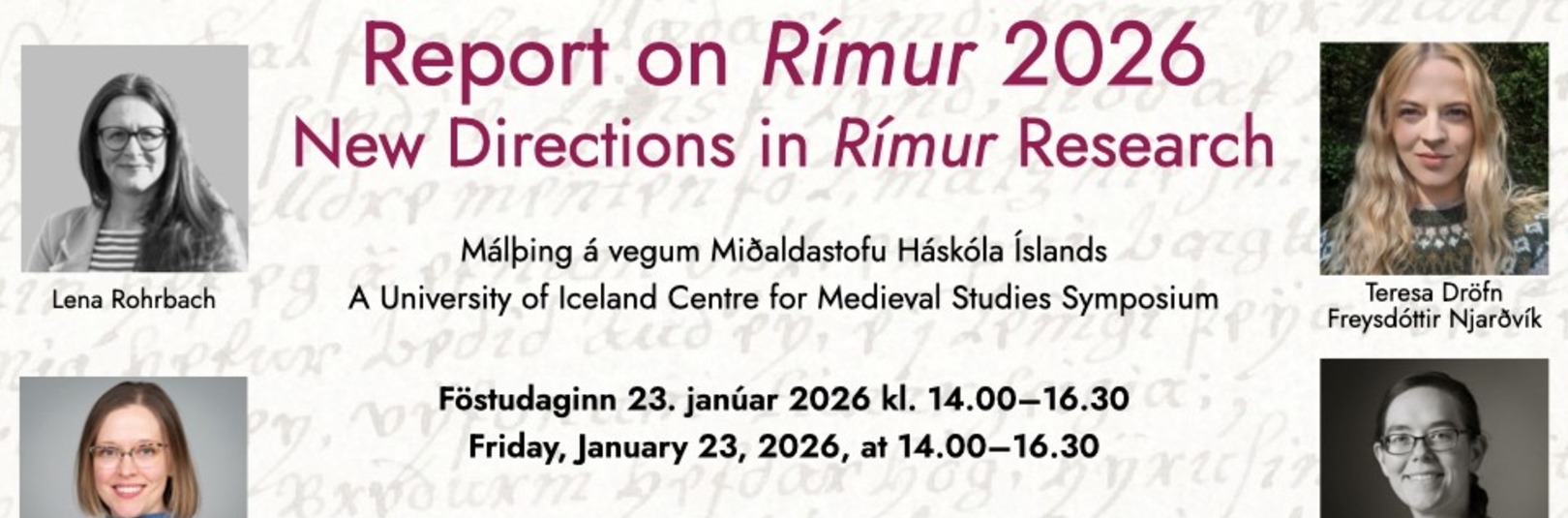 Málþing rannsóknarverkefnisins Rímur - á vefsíðu Háskóla Íslands
