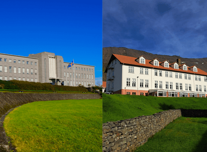 Aðalbyggingar HÍ og Hólaskóla