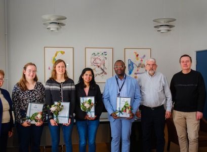 Styrkþegar ásamt rektor og stjórn sjóðsins