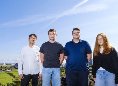 Hópurinn sem stendur að rannsókninni. Frá vinstri: Tómas Philip Rúnarsson, Bjartur Berg Baldursson, Jóhann Steinn Miiller Ólafsson og Margrét Rán Rúnarsdóttir.