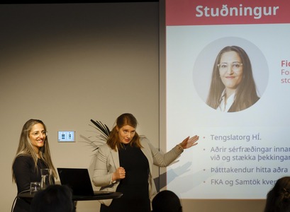 Fida Abu Libdeh, forstjóri og annar stofnenda GeoSilica, og Sandra Mjöll Jónsdóttir Buch, nýsköpunarmiðaður leiðtogaþjálfari hjá Fönn ráðgjöf