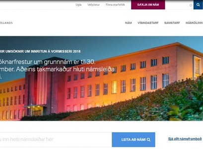 forsíða vefs Háskóla Íslands