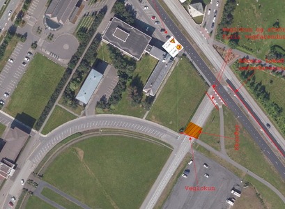 Loftmynd sem sýnir lokun Sæmundargötu.