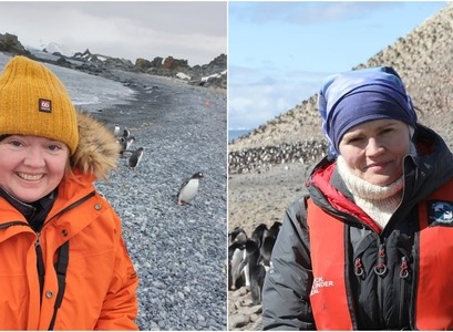 Silja Bára Ómarsdóttir og Hafdís Hanna Ægisdóttir á Suðurskautslandinu