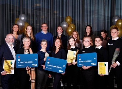 Aðstandendur vinningstillagnanna þriggja ásamt fulltrúum frá Icelandic Startups og samstarfsaðilum.