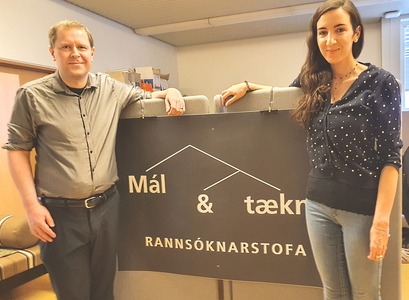 Anton Karl Ingason, lektor í íslenskri málfræði og máltækni, og Elena Callegari nýdoktor.