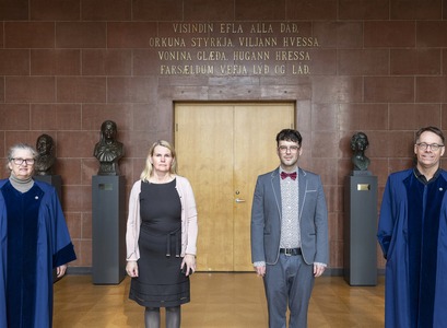 Ólöf Garðarsdóttir, forseti Hugvísindasviðs, Steinunn Kristjánsdóttir, Joe Wallace Walser III og Sverrir Jakobsson.