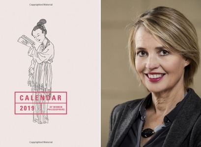 Forsíða Calendar of Women Philosophers 2019 og ritstjóri bókarinnar, Sigríður Þorgeirsdóttir prófessor.