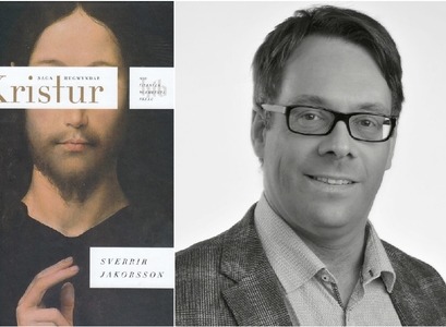Sverrir Jakobsson og kápa bókarinnar