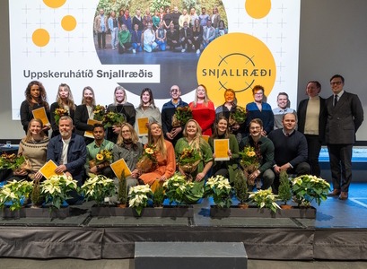 Fulltrúar teymanna og aðstandenda Snjallræðis í Ráðhúsi Reykjavíkur. 
