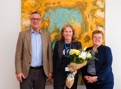 Willum Þór Þórsson, forseti ÍSÍ, Þórdís Lilja Gísladóttir og Silja Bára Ómarsdóttir, rektor HÍ.  Mynd/Kristinn Ingvarsson.