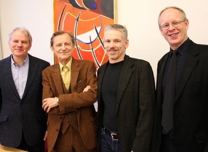 Sveinn Yngvi Egilsson, forseti Íslensku- og menningardeildar, Sigurður Pálsson, Rúnar Helgi Vignisson, dósent í ritlist og Ástráður Eysteinsson, forseti Hugvísindasviðs Háskóla Íslands.