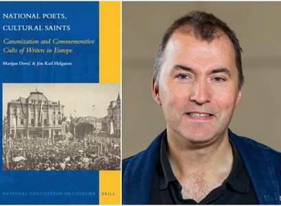 Jón Karl Helgason og kápa bókarinnar