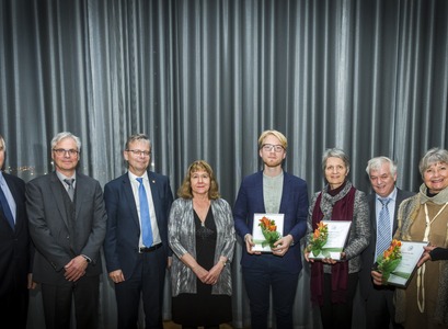 Styrkhafar úr Ingjaldssjóði árið 2016 og fulltrúar þeirra ásamt stjórn sjóðsins og rektor Háskóla Íslands.